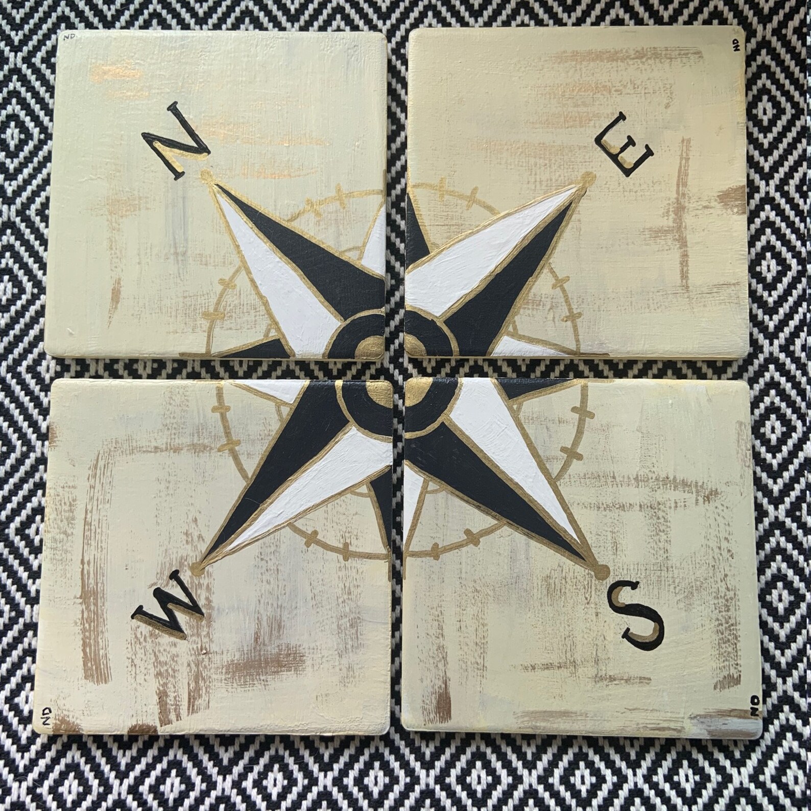 Ceramic Compass Coasters Set of 4 Etsy