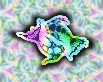 Holographic Koi Fish Waterproof Sticker, Yin and Yang Mandala Sticker, Rainbow Iridescent Sticker, Pisces Zodiac Fish Sticker, Cute Sticker