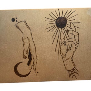 Sun & Moon Woodburned Art Piece