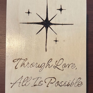 Crescent City Through Love All Is Possible Wooden Shelf Canvas, Sarah J Maas SJM Design, Officially Licensed Art, Woodburned Decor
