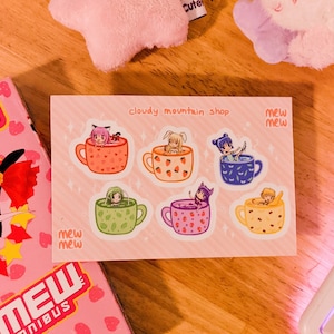 Tokyo Mew Mew Cafe Sticker Sheet | Tokyo Mew Mew Stickers | Tokyo Mew Mew Art | Kawaii Anime Gifts | Mew Mew Power Stickers | Cafe Set