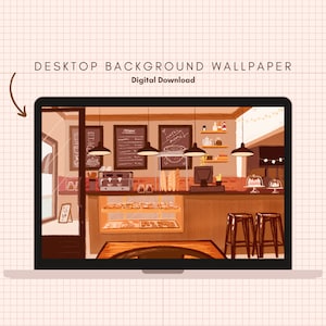 Cozy Cafe Desktop Wallpaper | Cozy Cafe Starting Soon Screen | Cafe Twitch Start Screen | Cozy Coffee Stream Screen | Cafe Background