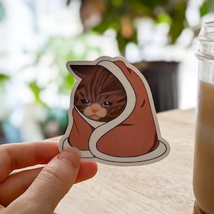 Cozy Sad Cat Meme Sticker | Repainted Cat Meme | Crying Cat Meme Sticker | Cozy Cat Twitch Meme Sticker