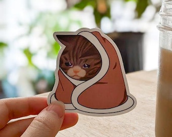 Gezellige verdrietige kat memesticker | Repainted Cat Meme | Meme sticker huilende kat | Cosy Cat Twitch-memesticker