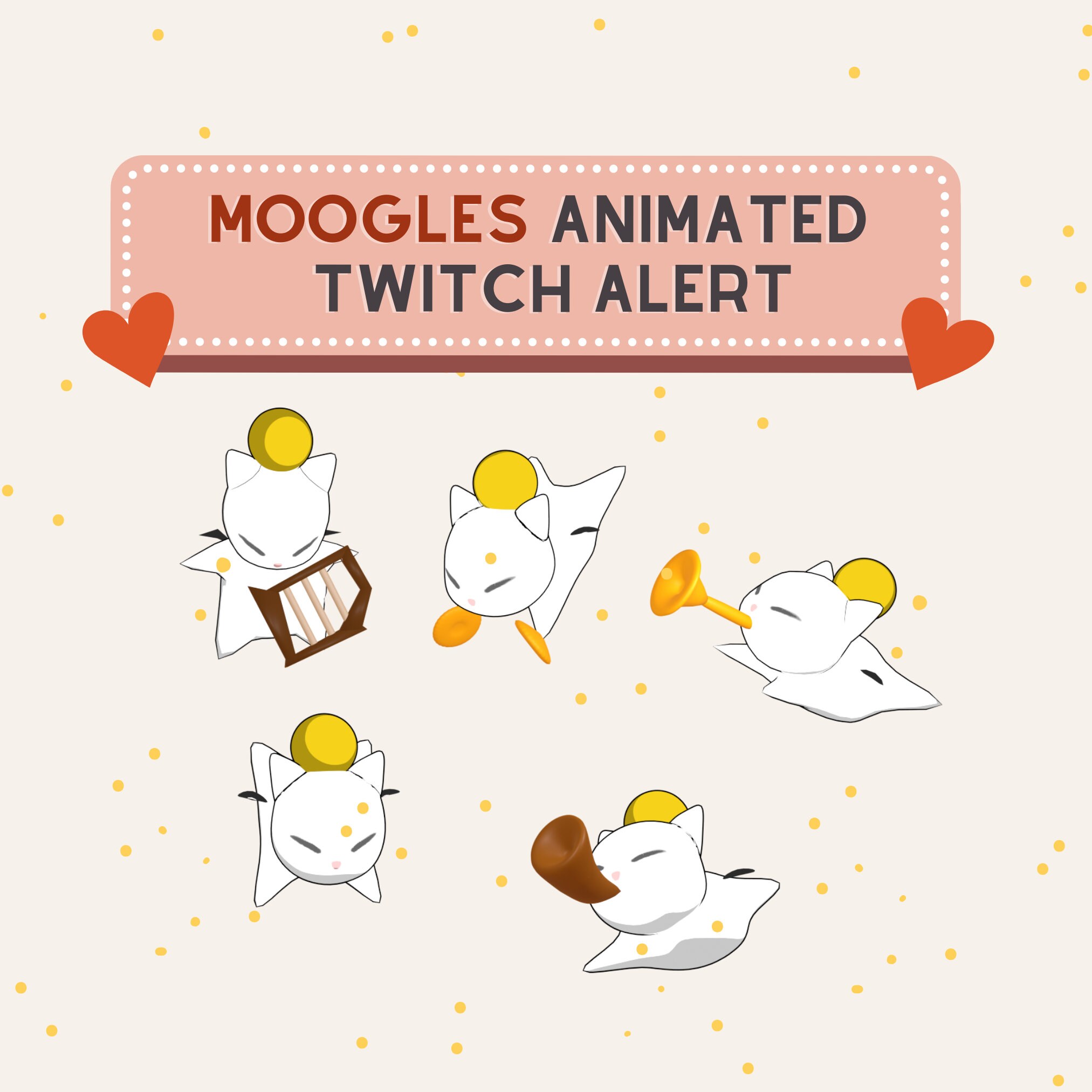 ANIMATED FFXIV Primogs | Dancing Moogles | Twitch Alert | Stream Alert | Final Fantasy Animated Gif | Stream Assets