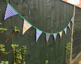 Yellow, Grey, Blue, and Green Garden Bunting
