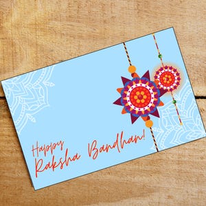 Happy Raksha Bandhan Card for Brother to Send with Rakhi, Blank Modern Rakhi Card Printable, Desi Rakhi Card Raksha Bandhan Instant Download