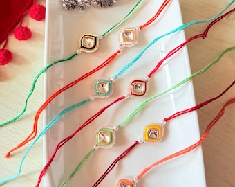 Handmade Simple Modern Rakhi Bracelet for Men, Raksha Bandhan Bracelet Charm Colored, Traditional Minimalist Rakhri, Pack of 1/2/3/4/5/6/7