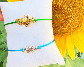 Father & Son 2 Pack Rakhi Set For Boys, Colorful Satin Thread, Pre-Tied Adjustable Rakhi Bracelet, Minimalist Turtle Design for Brother/Kids