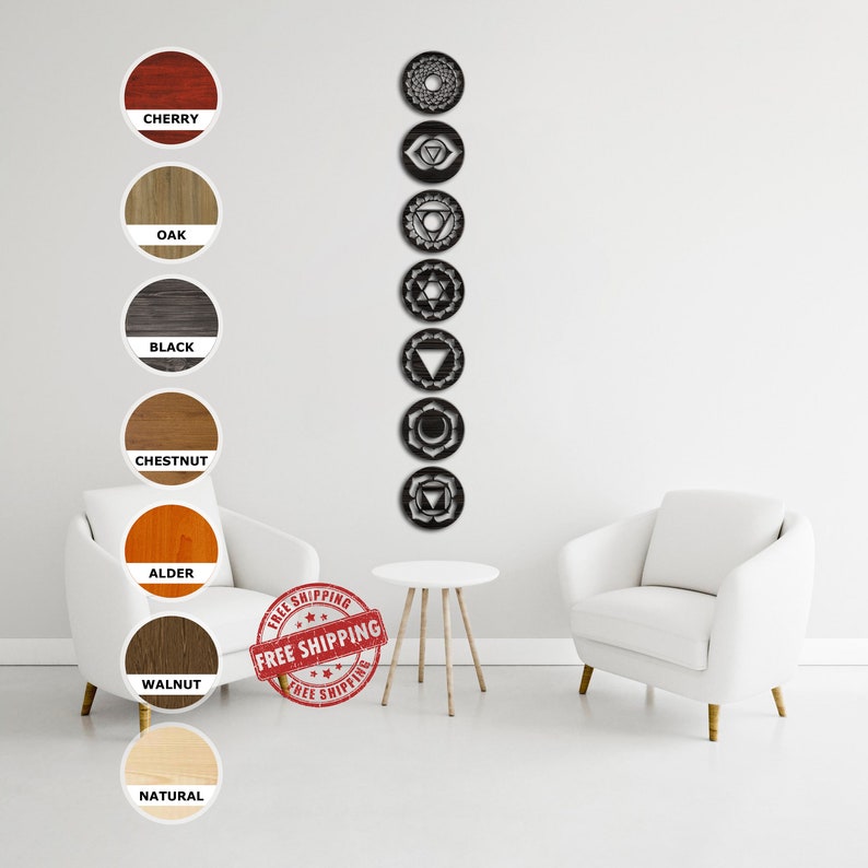 Wood Wall Art India Wood Chakra Sign Chakra Wall Art Chakra Etsy