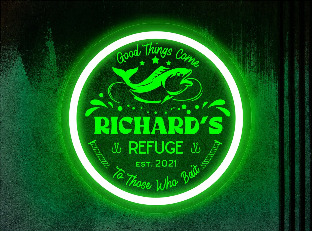 Fishing Neon Sign Fishing Personalized Gift for Him Fishing Etsy