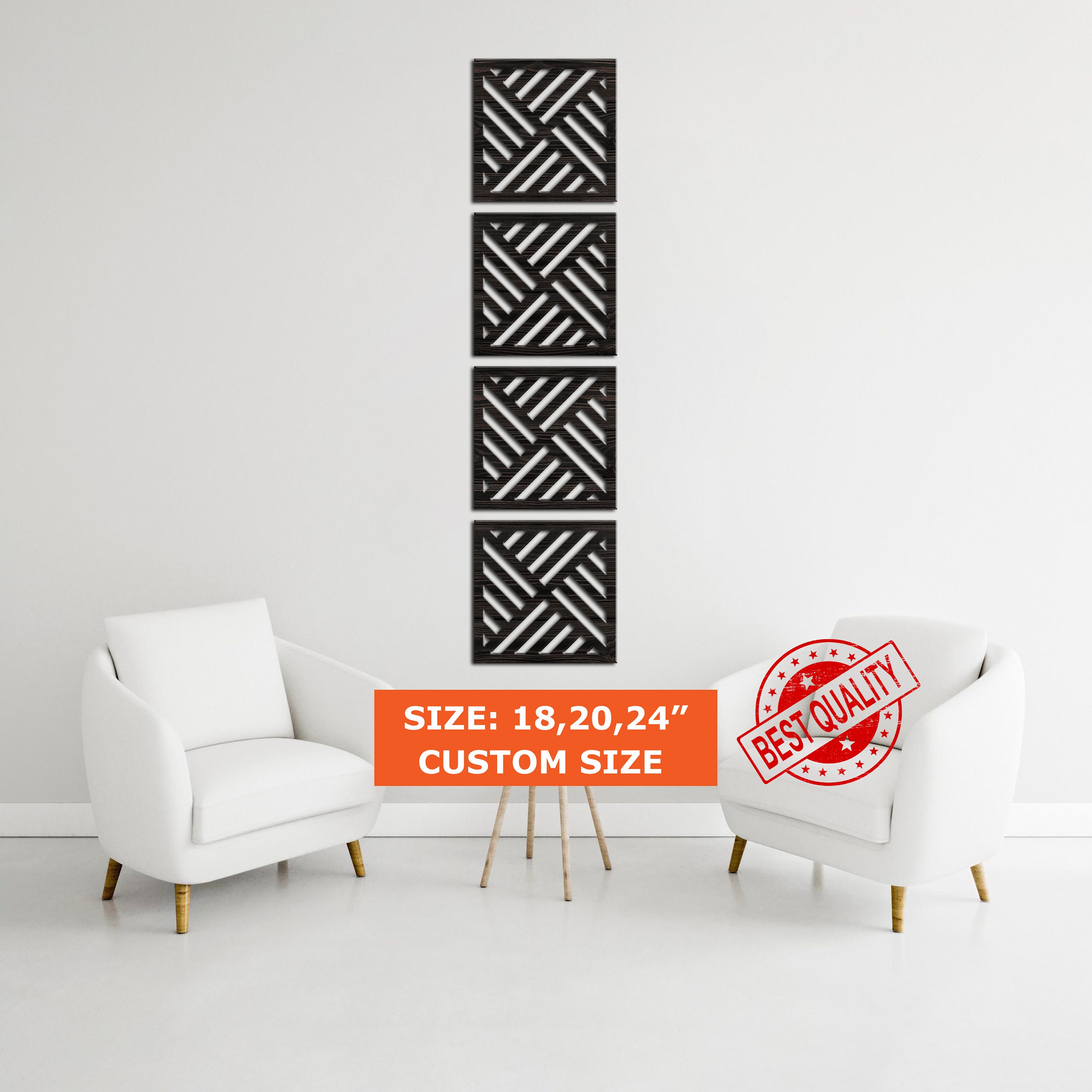 Geometric Wood Wall Art Set, Geometric Wall Decor, Wood Geometric Art