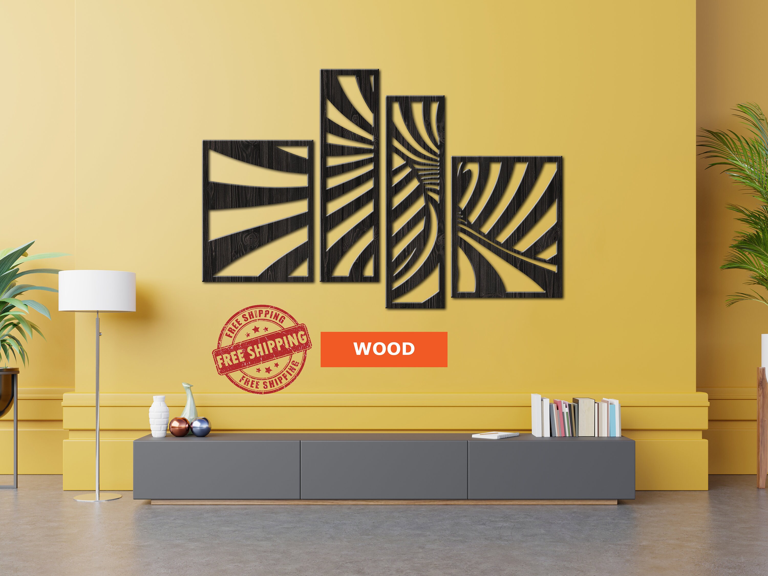 Panel wood wall art 4 panel wall art Wooden panel wall Etsy