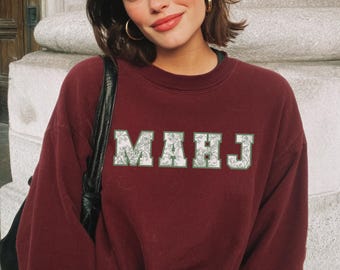 MAHJ Toile Crewneck | Vintage Mahjong Sweatshirt for Women | Chic Mahjong Gift