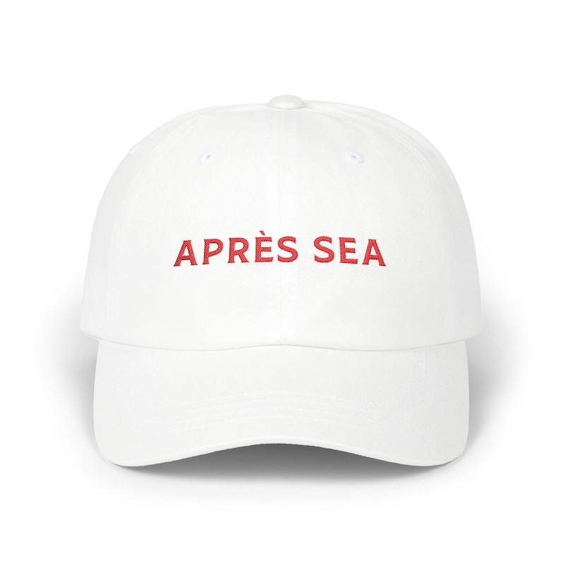 Apres Sea Embroidered Dad Hat Coastal Summer Aesthetic Cap French Fisherman Style Minimalist Beach Hat Quiet Luxury Baseball Hat White
