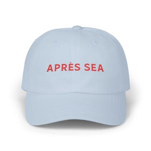 Apres Sea Embroidered Dad Hat Coastal Summer Aesthetic Cap French Fisherman Style Minimalist Beach Hat Quiet Luxury Baseball Hat Light Blue