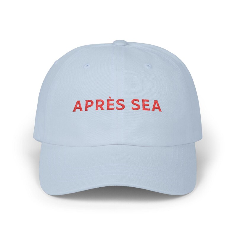 Apres Sea Embroidered Dad Hat Coastal Summer Aesthetic Cap French Fisherman Style Minimalist Beach Hat Quiet Luxury Baseball Hat Light Blue
