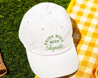 Pairs Well with Tequila Hat Embroidered Dad Cap for Women Margarita Lover Gift Bachelorette Party Happy Hour Summer Vibes
