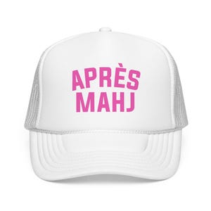 Apres Mahj Trucker Hat, Mahjong Trucker Cap, Retro Foam Mesh Hat, Mahjong Gift for Her, Game Night Hat, Mahj Squad Gift, Funny Mahjong Hat White