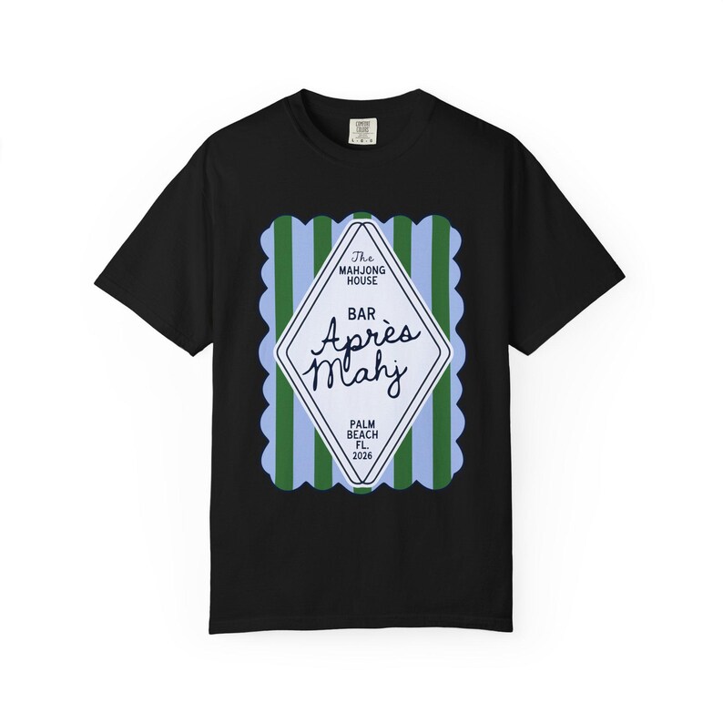 Apres Mahj Coastal Tee | Preppy Mahjong Shirt for Her Black