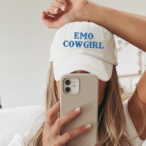 Emo Cowgirl Hat Inspired Embroidered Dad Cap for Women Country Music Concert Western Style Summer Sad Girl Era