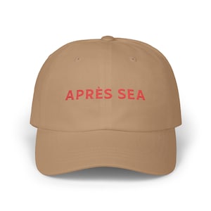 Apres Sea Embroidered Dad Hat Coastal Summer Aesthetic Cap French Fisherman Style Minimalist Beach Hat Quiet Luxury Baseball Hat Khaki