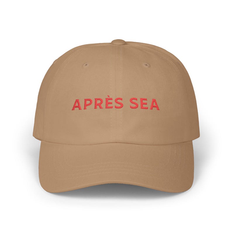 Apres Sea Embroidered Dad Hat Coastal Summer Aesthetic Cap French Fisherman Style Minimalist Beach Hat Quiet Luxury Baseball Hat Khaki