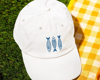 Gorro de sardina bordado / Gorro de pez de regalo, gorra de papá vaquera costera