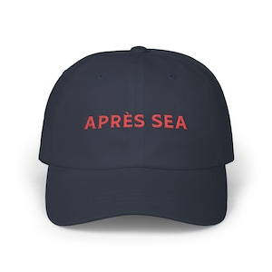 Apres Sea Embroidered Dad Hat Coastal Summer Aesthetic Cap French Fisherman Style Minimalist Beach Hat Quiet Luxury Baseball Hat Navy