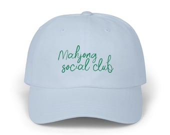 Mahjong Social Club Hat | Embroidered Mahjong Gift for Women | Game Night Cap