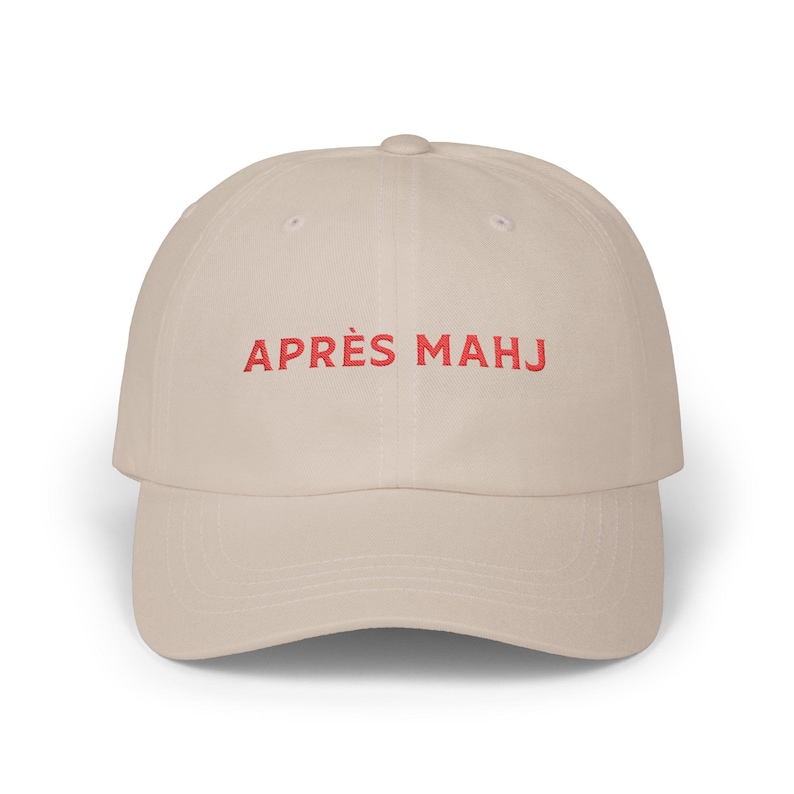 Apres Mahj Baseball Cap, Embroidered Mahjong Hat, Classic Cap for Mahjong Enthusiasts, Game Nights, Mahjong Player Gift Stone