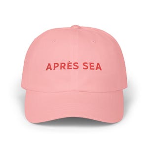 Apres Sea Embroidered Dad Hat Coastal Summer Aesthetic Cap French Fisherman Style Minimalist Beach Hat Quiet Luxury Baseball Hat Pink