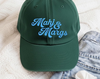 Embroidered Mahj & Margs Hat - Blue | Mahjong Gift Idea