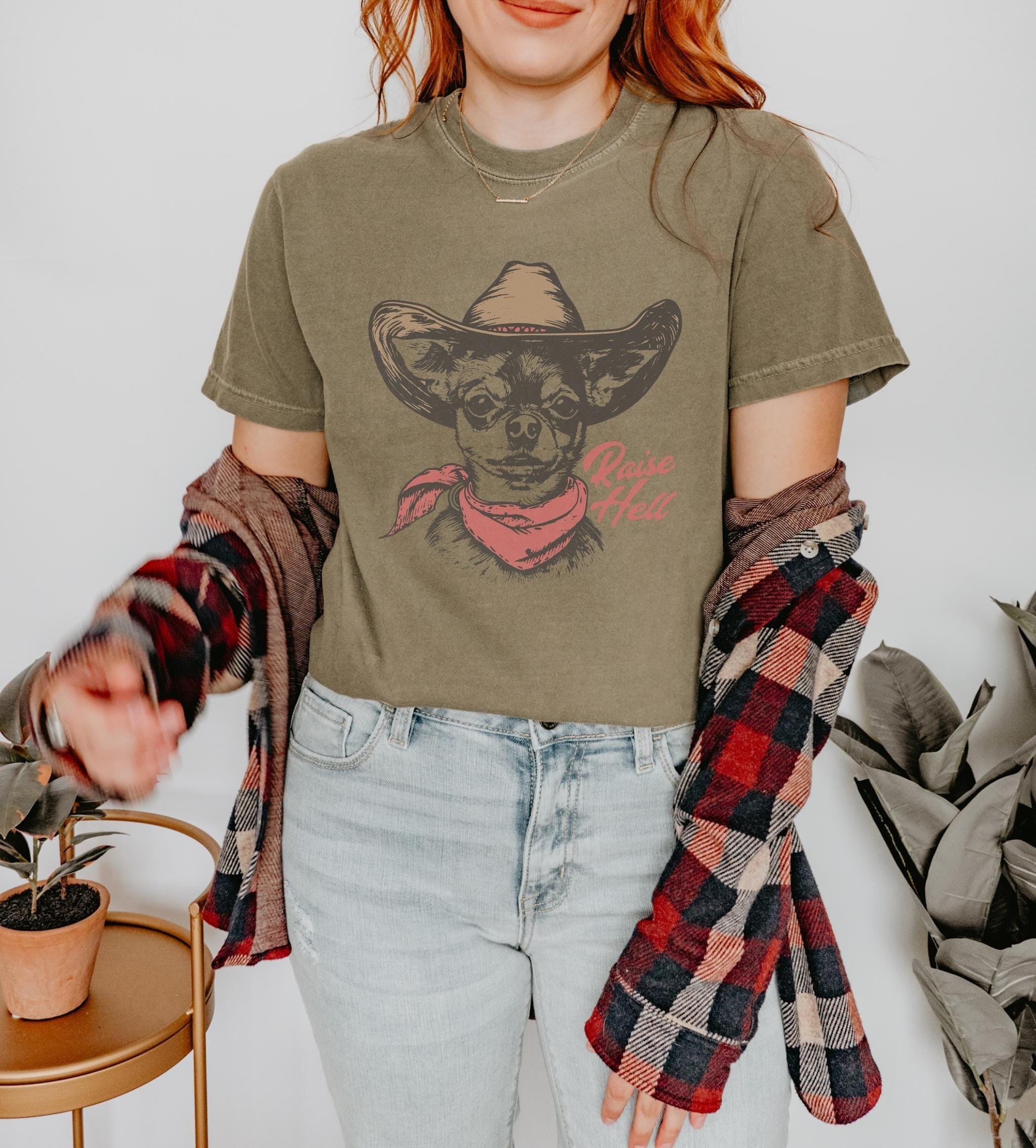 Raise Hell Chihuahua Comfort Colors T-shirt, Chihuahua Mom, Dog Lover Shirt, Dog Mom Tee, Gift for Her, Funny Tee, Trending Shirt