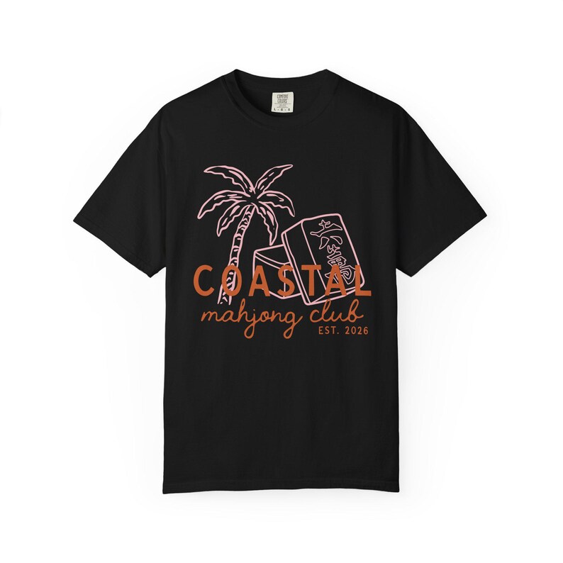 Camiseta del Club de Mahjong Costero / Regalo de Mahjong para Ella Black
