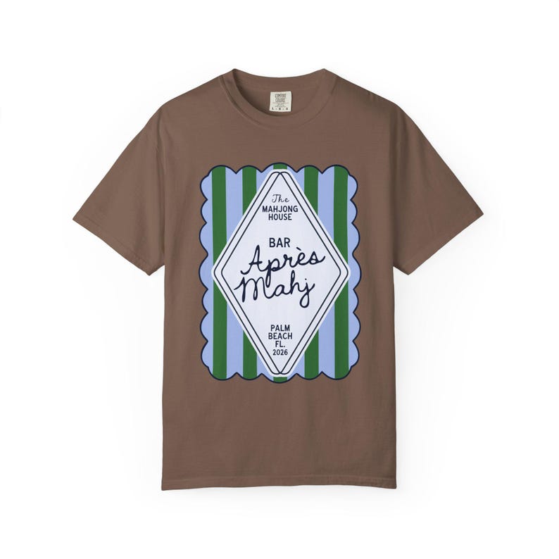 Apres Mahj Coastal Tee | Preppy Mahjong Shirt for Her Espresso