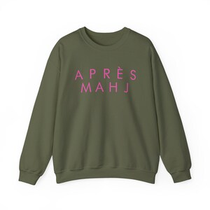 Après Mahj Sweatshirt | Minimalist Mahjong Crewneck for Women | Mahjong Club Gift Military Green