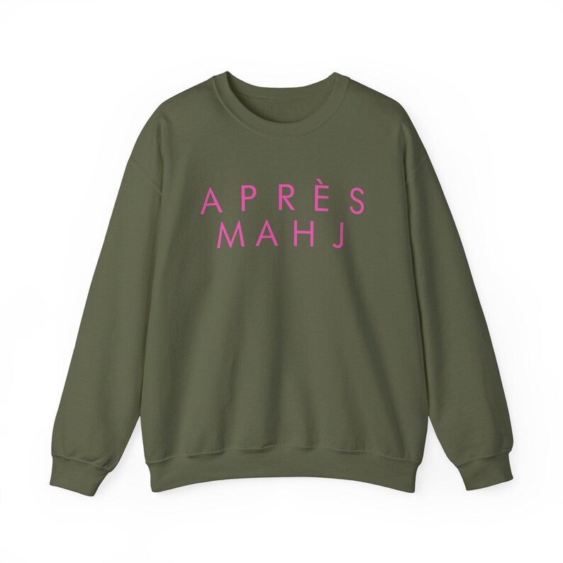 Après Mahj Sweatshirt | Minimalist Mahjong Crewneck for Women | Mahjong Club Gift Military Green