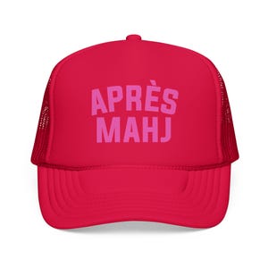 Apres Mahj Trucker Hat, Mahjong Trucker Cap, Retro Foam Mesh Hat, Mahjong Gift for Her, Game Night Hat, Mahj Squad Gift, Funny Mahjong Hat Red