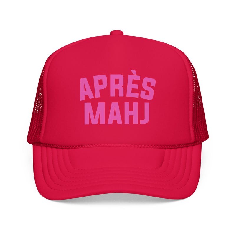 Apres Mahj Trucker Hat, Mahjong Trucker Cap, Retro Foam Mesh Hat, Mahjong Gift for Her, Game Night Hat, Mahj Squad Gift, Funny Mahjong Hat Red