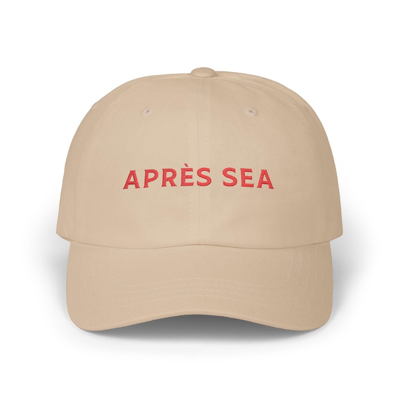 Apres Sea Embroidered Dad Hat Coastal Summer Aesthetic Cap French Fisherman Style Minimalist Beach Hat Quiet Luxury Baseball Hat Stone