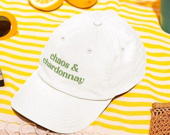 Chaos and Chardonnay Hat Embroidered Dad Cap Funny Wine Lover Gift Cute Drinking Hat Girls Night Wine Club Aesthetic Hat