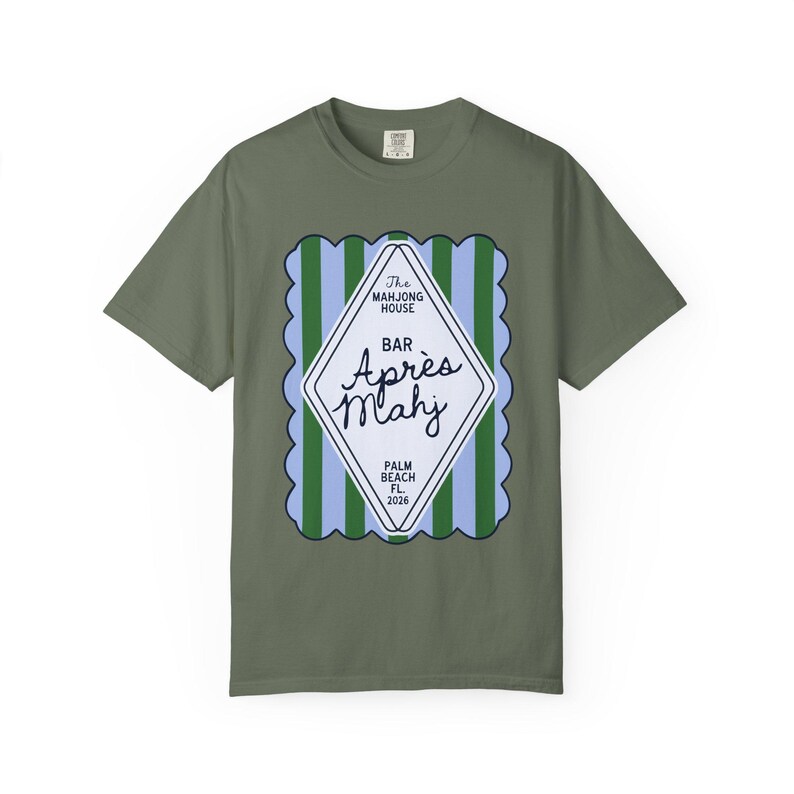 Apres Mahj Coastal Tee | Preppy Mahjong Shirt for Her Moss
