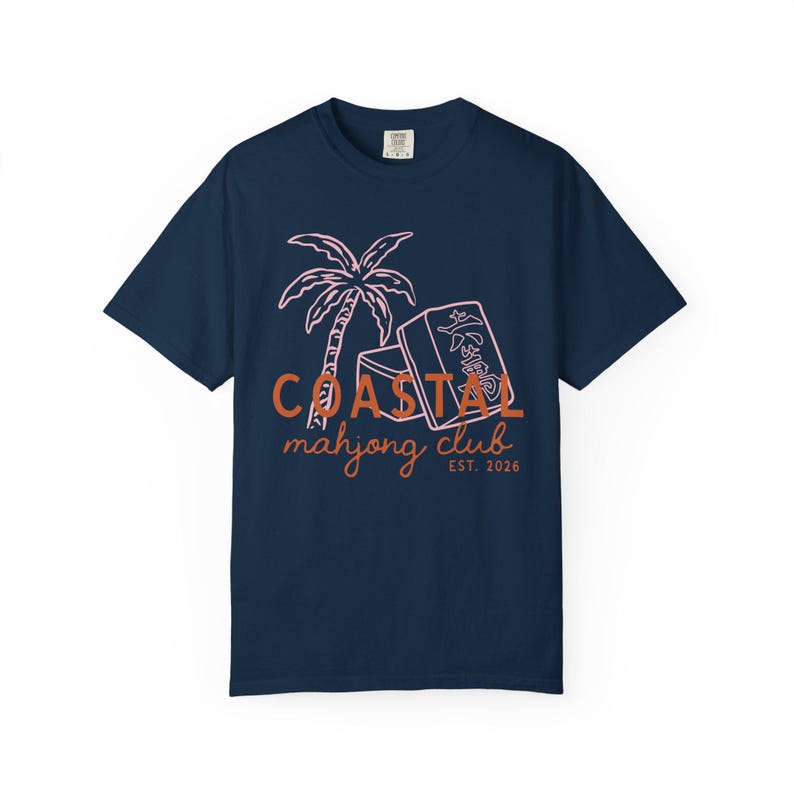 Camiseta del Club de Mahjong Costero / Regalo de Mahjong para Ella True Navy