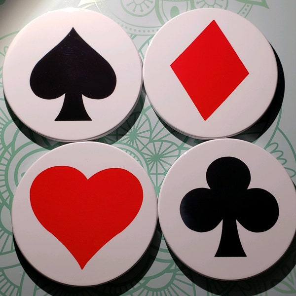 Playing Cards Coasters With Holder Etsy
