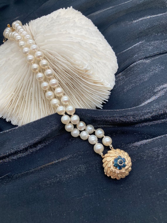 Vintage Uniform Double Strand Cultured Pearl Necklace W/ 14kt Clasp