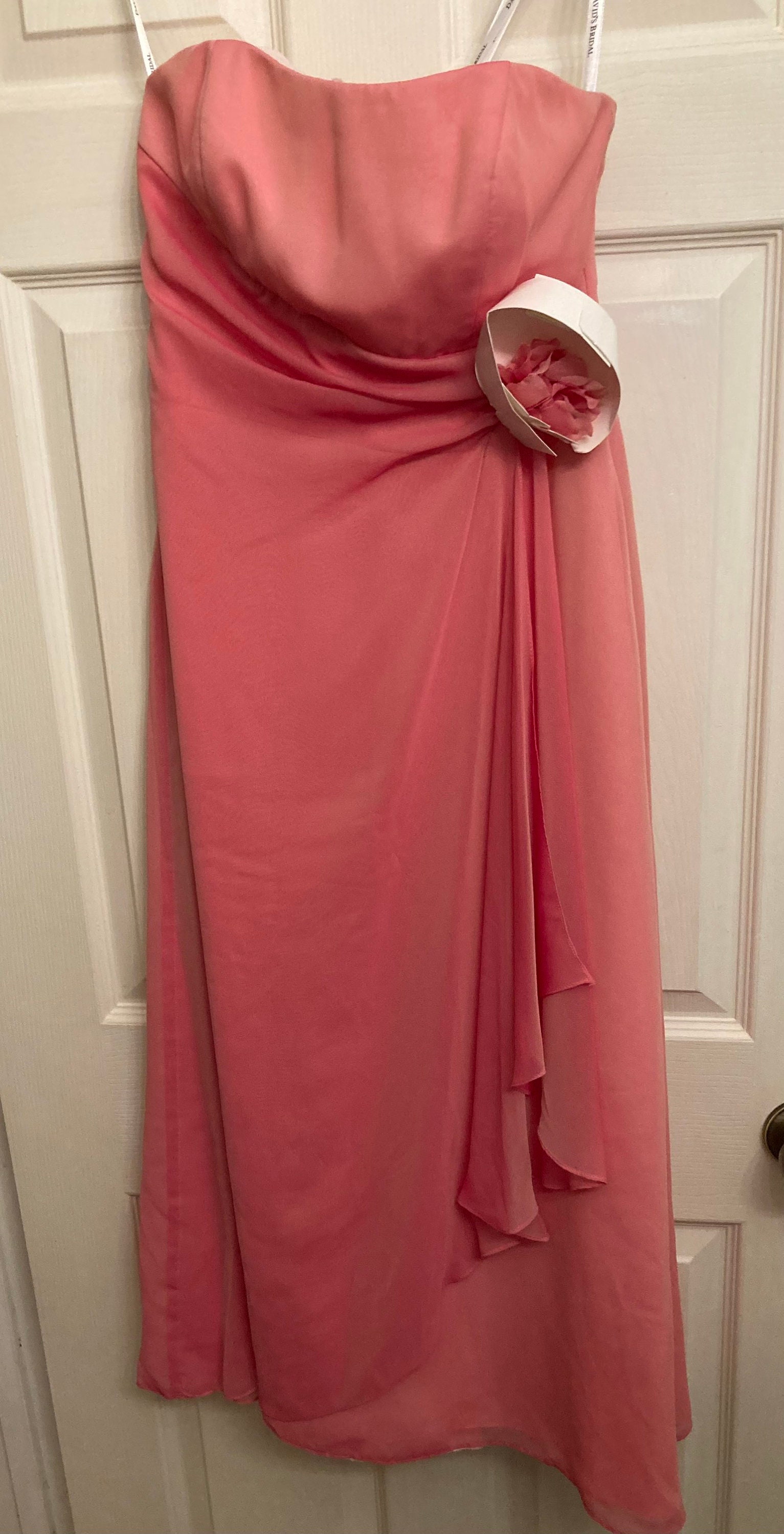 Davids Bridal Coral Pink Size 6 Strapless Petite see Description Evening Gown Etsy
