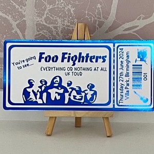 Foo Fighters Foil Event Souvenir gift ticket for Everything or Nothing at All UK Tour 2024 - Handmade, customised concert token