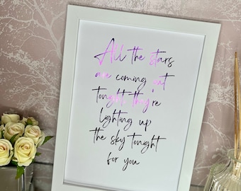 Take That 'Rule the World' Foil Lyric Art Print - Handmade A4
