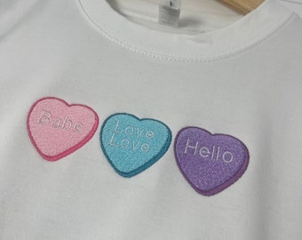 Take That customised embroidered valentines hearts Sweatshirt or hoodie with song titles of your choice